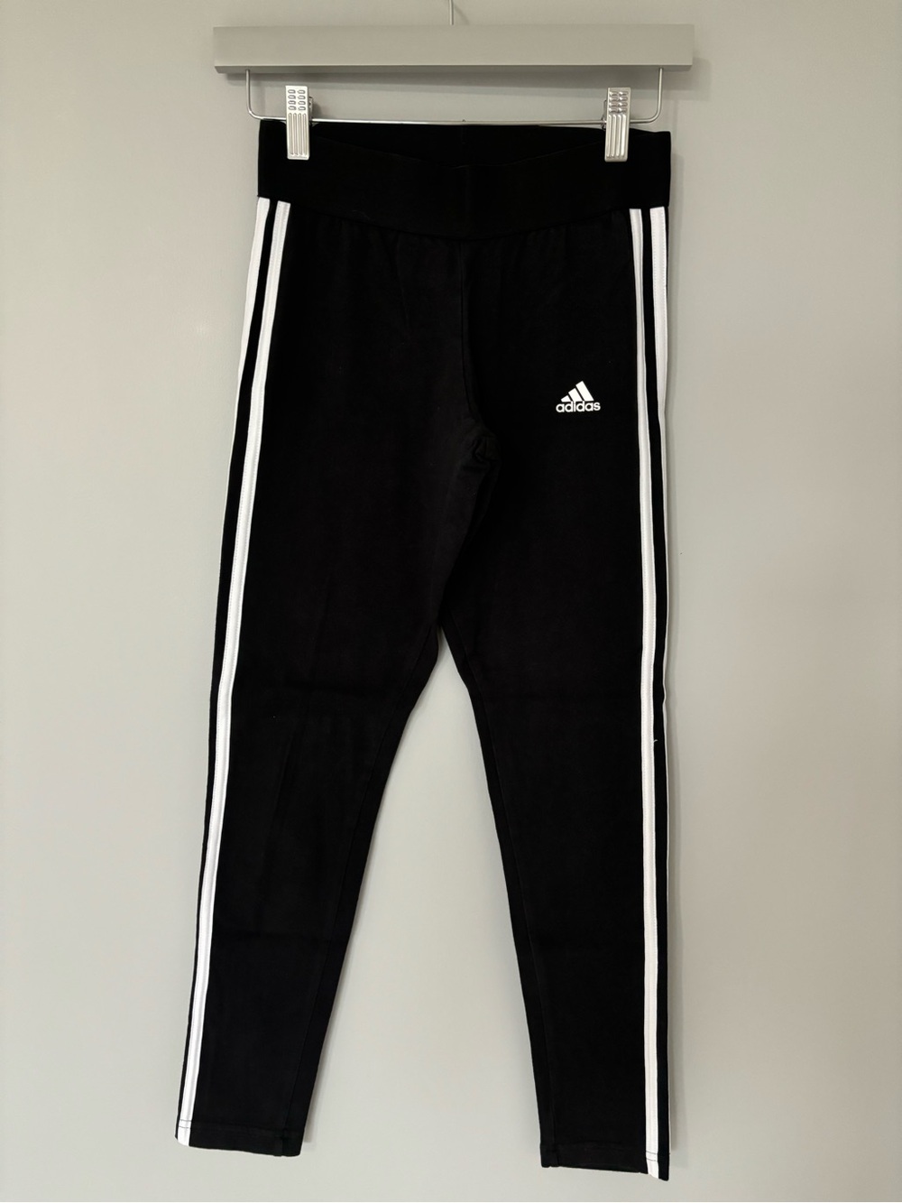 adidas Black Leggings with White Side Stripes